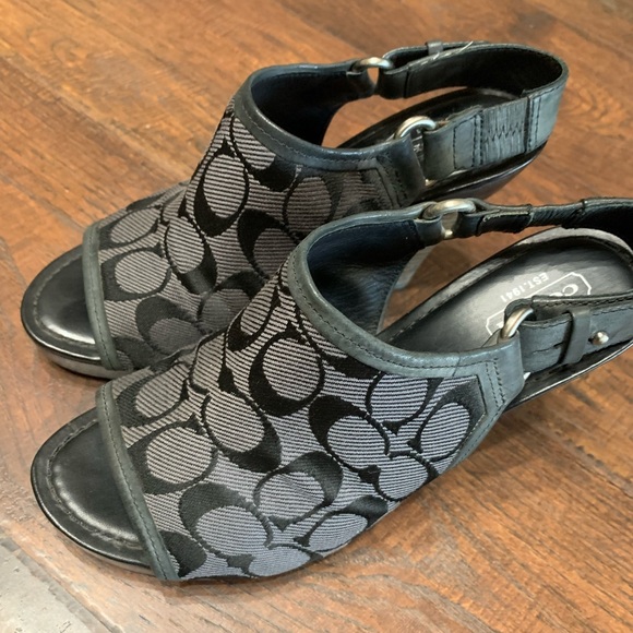 Coach Black Patterned Heels - Picture 2 of 4